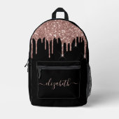 Rose Gold Glitzer Personalisiert Bedruckter Rucksack (Vorderseite)