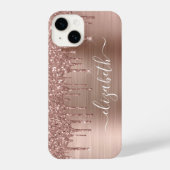 Rose Gold Glitzer Personalisiert iPhone Hülle (Rückseite)