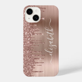 Rose Gold Glitzer Personalisiert iPhone 14 Hülle