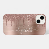 Rose Gold Glitzer Personalisiert iPhone Hülle (Rückseite (Horizontal))