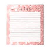 Rose Gold Glitzer Personalisiert Lined Notizblock (Vorderseite)