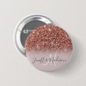 Rose Gold Glitzer Personalisiert Name Button (Vorne & Hinten)
