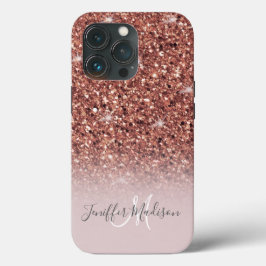 Rose Gold Glitzer Personalisiert Name Case-Mate iPhone Hülle
