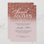 Rose Gold Glitzer Personalisiert Name Einladung (Vorne/Hinten)