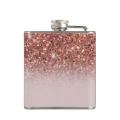 Rose Gold Glitzer Personalisiert Name Flachmann (Rückseite)