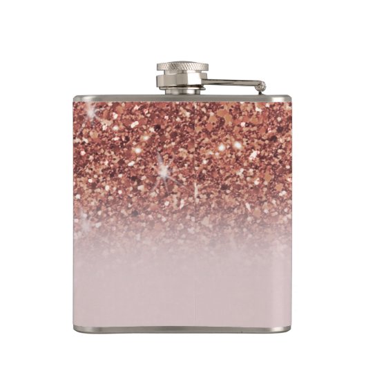 Rose Gold Glitzer Personalisiert Name              Flachmann (Rückseite)