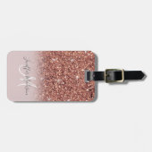 Rose Gold Glitzer Personalisiert Name              Gepäckanhänger (Vorderseite horizontal)
