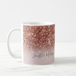 Rose Gold Glitzer Personalisiert Name              Kaffeetasse