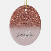 Rose Gold Glitzer Personalisiert Name Keramik Ornament (Rechts)