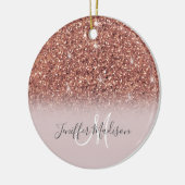 Rose Gold Glitzer Personalisiert Name Keramik Ornament (Links)