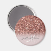 Rose Gold Glitzer Personalisiert Name Magnet (Vorderseite/Rückseite)