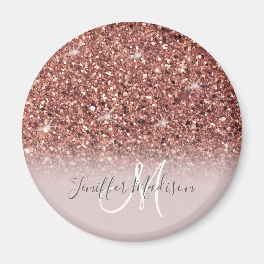 Rose Gold Glitzer Personalisiert Name Magnet (Vorne)