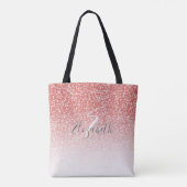 Rose Gold Glitzer Personalisiert Name Monogramm Tasche (Rückseite)