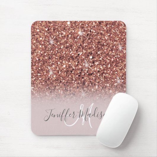 Rose Gold Glitzer Personalisiert Name Mousepad (Mit Mouse)