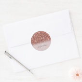 Rose Gold Glitzer Personalisiert Name Runder Aufkleber (Umschlag)