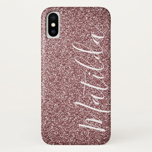 Rose Gold Glitzer Personalisiert Name Script Case-Mate iPhone Hülle (Rückseite)