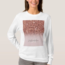 Rose Gold Glitzer Personalisiert Name              T-Shirt