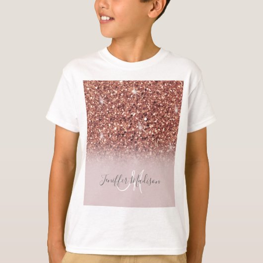 Rose Gold Glitzer Personalisiert Name              T-Shirt (Vorderseite)
