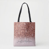 Rose Gold Glitzer Personalisiert Name Tasche (Vorderseite)
