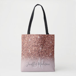 Rose Gold Glitzer Personalisiert Name              Tasche