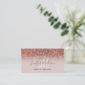 Rose Gold Glitzer Personalisiert Name Visitenkarte (Stehend Vorderseite)