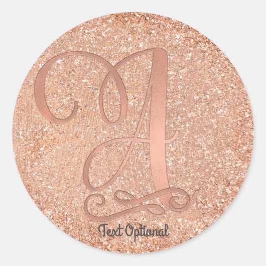 Rose Gold Glitzer Personalisierter Anfangsbuchstab Runder Aufkleber (Vorderseite)