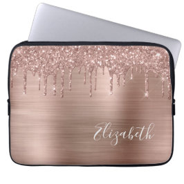 Rose Gold Glitzer Personalisierter Laptop-Sieb Laptopschutzhülle