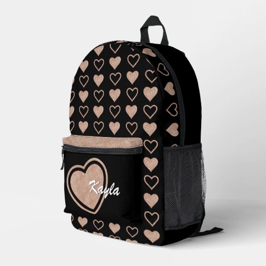 Rose Gold Glitzer Personalisierter Rucksack (Rückseitige Ecke Rechts)