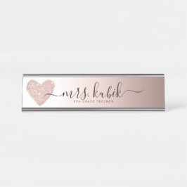 Rose Gold Glitzer Personalisierter Schreibtisch Na Schreibtischnamensplakette