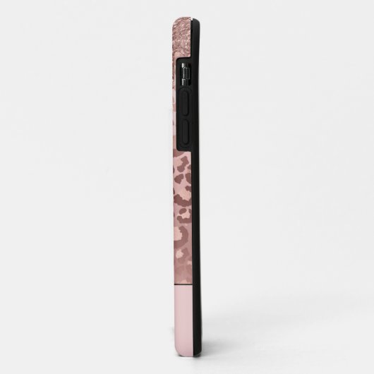 Rose Gold Glitzer Pink Leopard Muster Monogramm Ca Case-Mate iPhone Hülle (Hinten/Links)