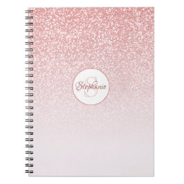 Rose Gold Glitzer Pink Ombre Monogram Personalisie Notizblock