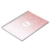 Rose Gold Glitzer Pink Ombre Monogram Personalisie Notizblock (Linke Seite)