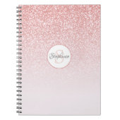 Rose Gold Glitzer Pink Ombre Monogram Personalisie Notizblock (Vorderseite)