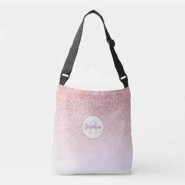 Rose Gold Glitzer Pink Ombre Monogram Tragetaschen Mit Langen Trägern