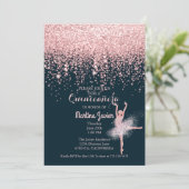 Rose Gold Glitzer Pink Quinceñera 15. Geburtstag Einladung (Stehend Vorderseite)
