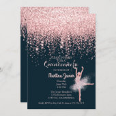 Rose Gold Glitzer Pink Quinceñera 15. Geburtstag Einladung (Vorne/Hinten)