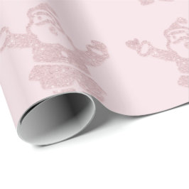 Rose Gold Glitzer & Pink Santa Claus Muster Geschenkpapier