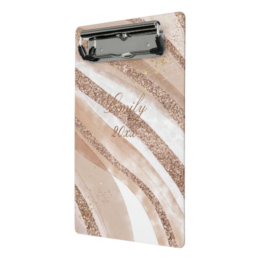 Rose Gold Glitzer Pinseldesign Mini Klemmbrett (Gewinkelt2)