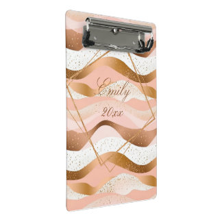 Rose Gold Glitzer Pinseldesign Mini Klemmbrett