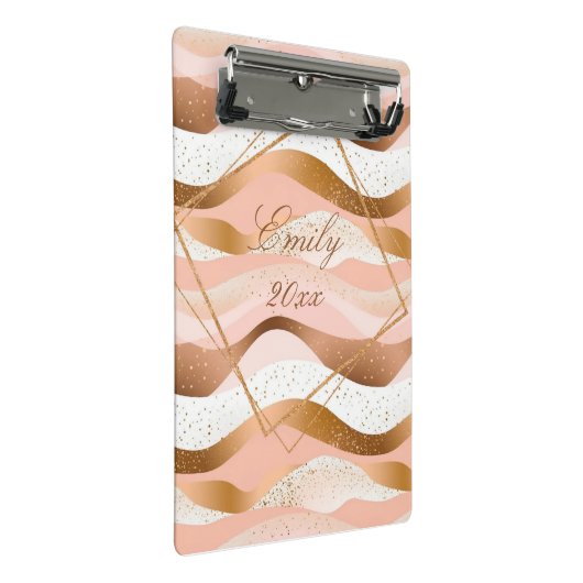 Rose Gold Glitzer Pinseldesign Mini Klemmbrett (Schrägansicht)