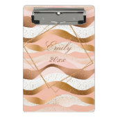 Rose Gold Glitzer Pinseldesign Mini Klemmbrett (Vorderseite)