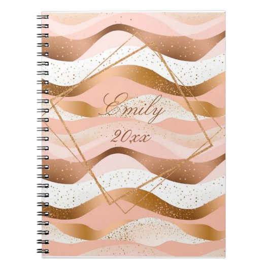 Rose Gold Glitzer Pinseldesign Notizblock (Vorderseite)