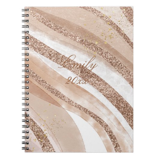 Rose Gold Glitzer Pinseldesign Notizblock (Vorderseite)