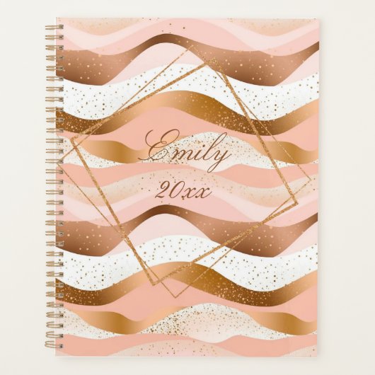 Rose Gold Glitzer Pinseldesign Planer (Vorderseite)