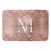 Rose Gold Glitzer Pinselmetall Monogram Script Badematte (Vorderseite)