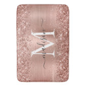 Rose Gold Glitzer Pinselmetall Monogram Script Badematte (Vorderseite Vertikal)