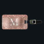 Rose Gold Glitzer Pinselmetall Monogram Script Gepäckanhänger<br><div class="desc">Rosa Rose Gold Glitzer Sparkle Pinselmetall,  Girl-Script Monogram Gepäckmarke</div>