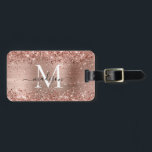 Rose Gold Glitzer Pinselmetall Monogram Script Gepäckanhänger<br><div class="desc">Rosa Rose Gold Glitzer Sparkle Pinselmetall,  Girl-Script Monogram Gepäckmarke</div>
