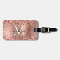 Rose Gold Glitzer Pinselmetall Monogram Script