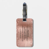 Rose Gold Glitzer Pinselmetall Monogram Script Gepäckanhänger (Rückseite vertikal)